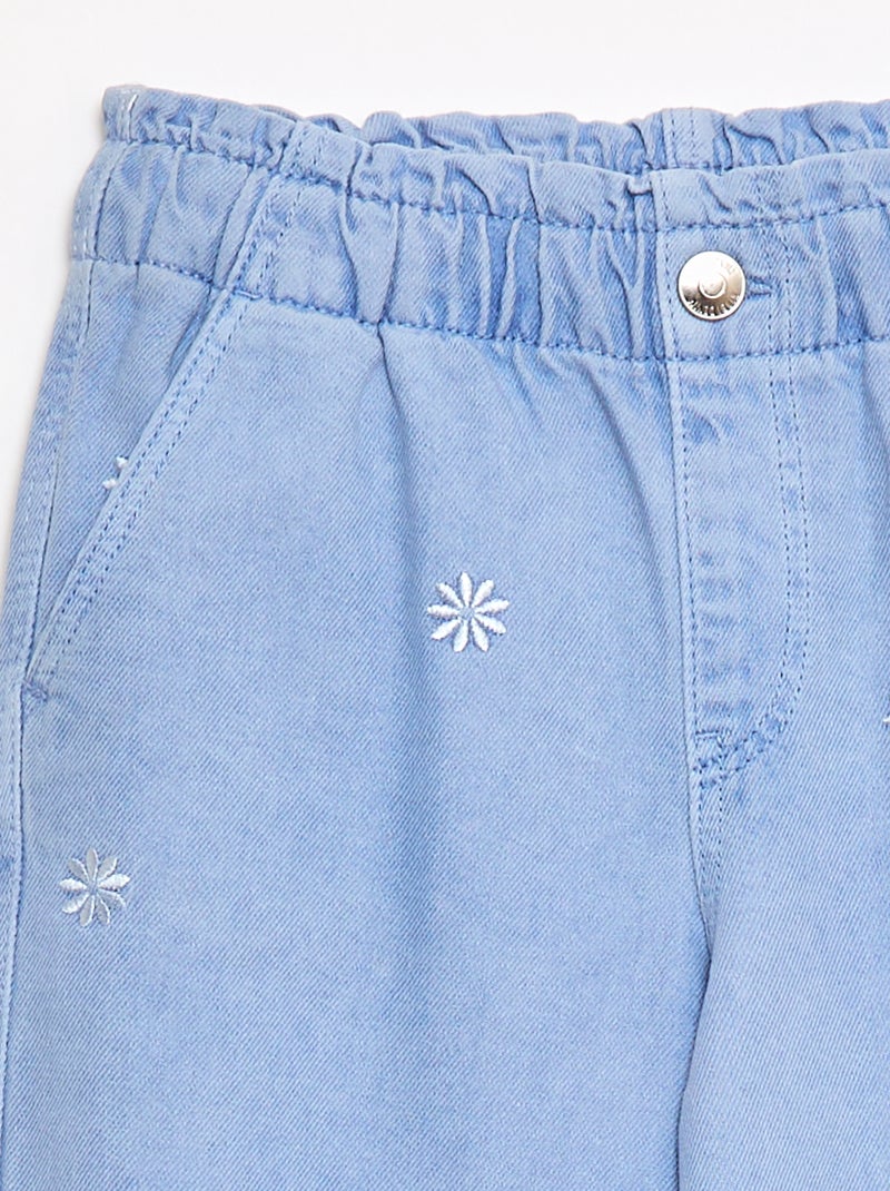 Wide leg jeans met geborduurd motief Blauw - Kiabi