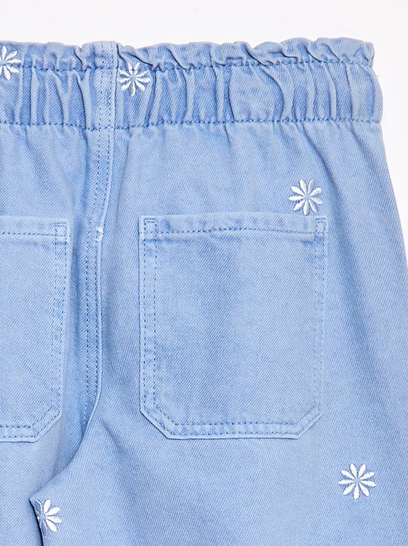Wide leg jeans met geborduurd motief Blauw - Kiabi