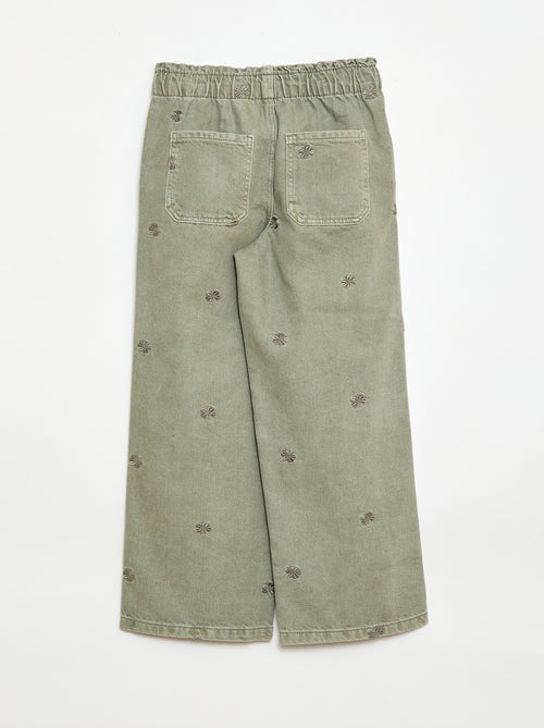 Wide leg jeans met geborduurd motief - Kiabi