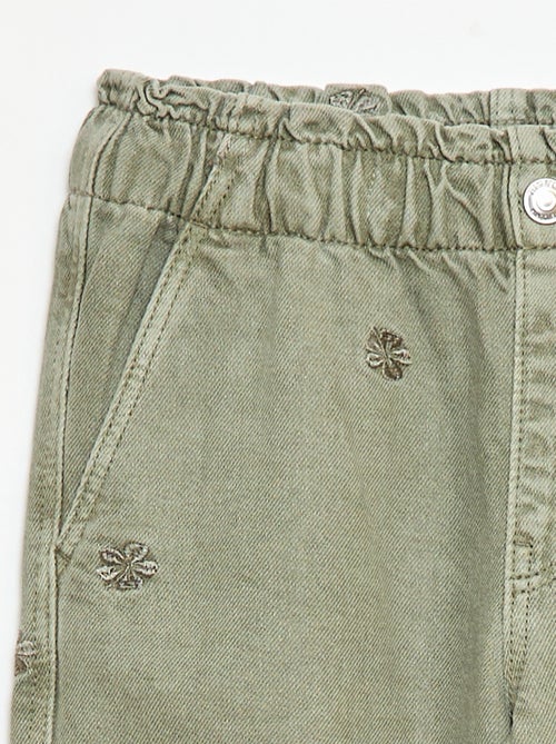 Wide leg jeans met geborduurd motief - Kiabi