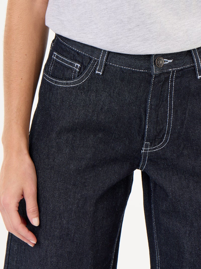 Wide leg jeans met geborduurde sterren op de achterzakken Blauw - Kiabi