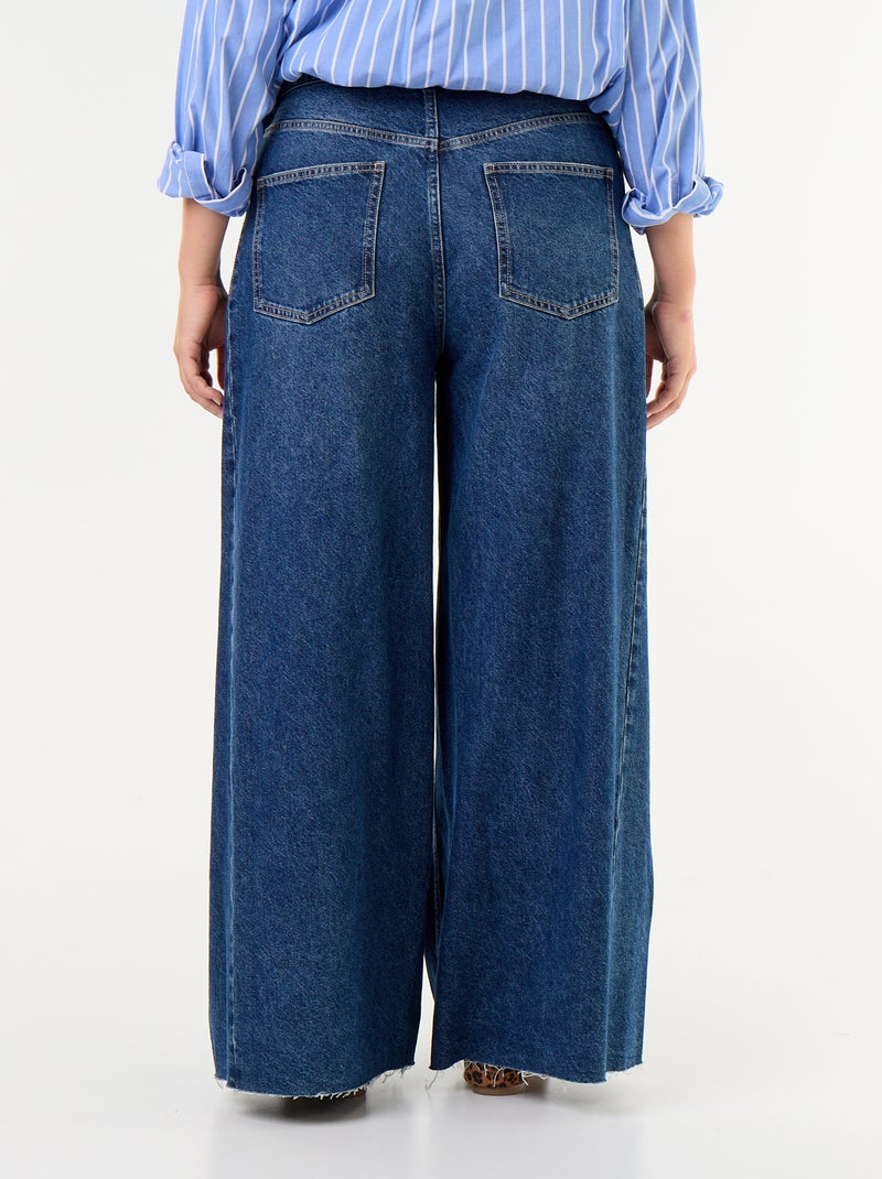 Wide leg jeans met onafgewerkte zomen Blauw - Kiabi