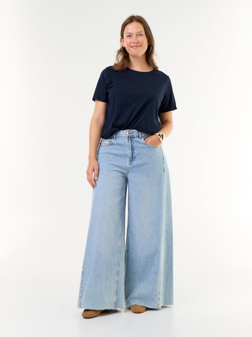 Wide leg jeans met onafgewerkte zomen - Kiabi