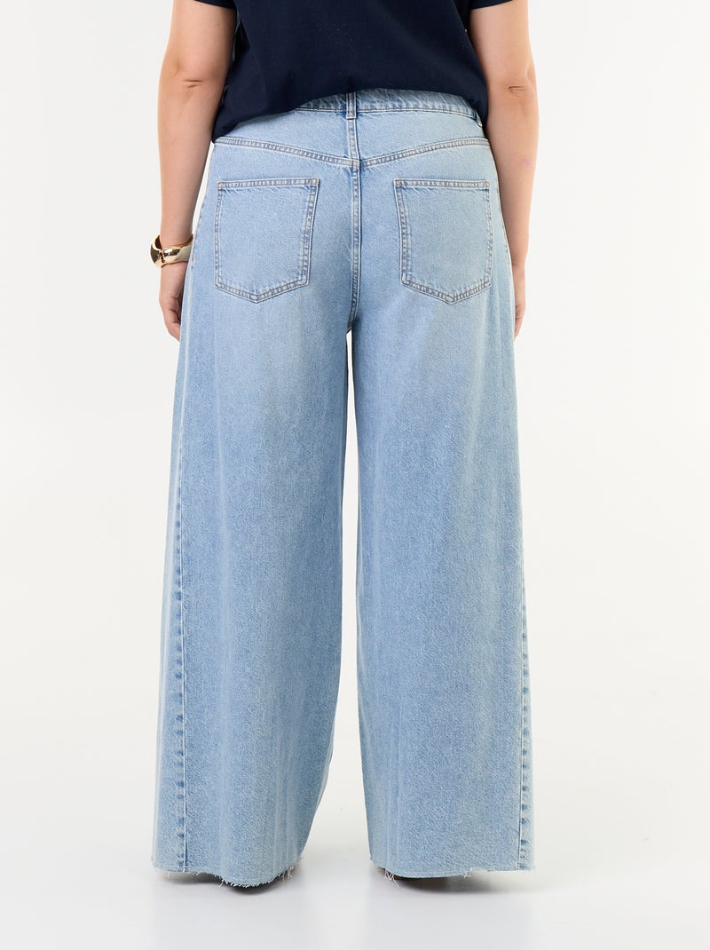 Wide leg jeans met onafgewerkte zomen Blauw - Kiabi