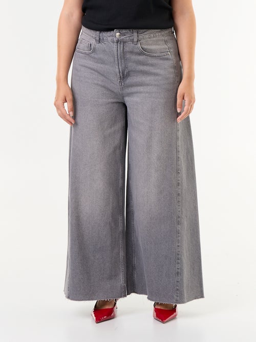 Wide leg jeans met onafgewerkte zomen - Kiabi
