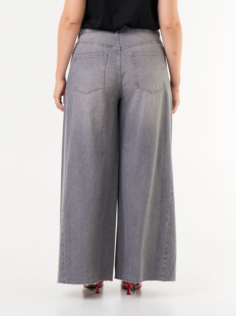 Wide leg jeans met onafgewerkte zomen Grijs - Kiabi