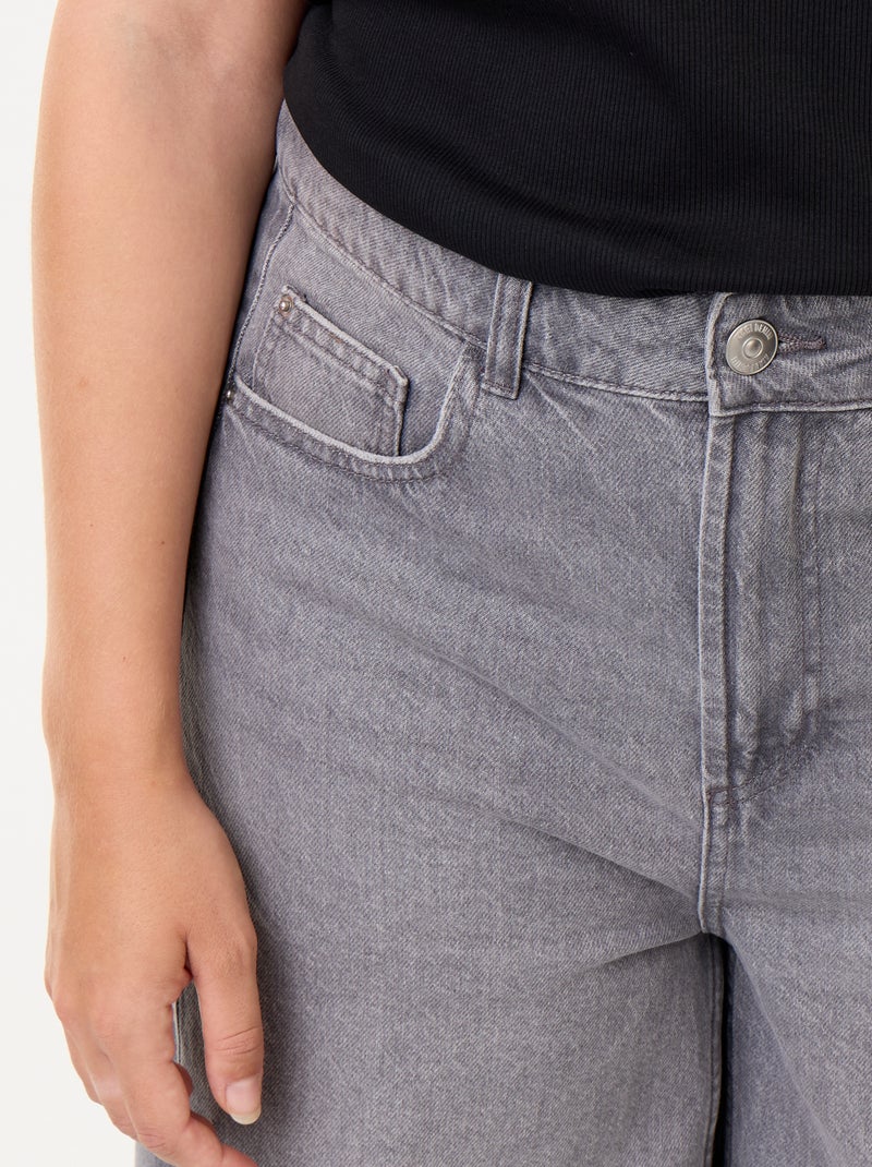 Wide leg jeans met onafgewerkte zomen Grijs - Kiabi
