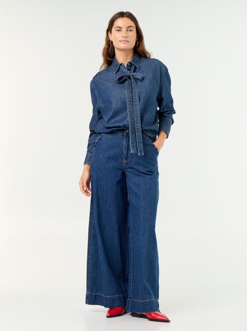 Wide leg-jeans met uitgesneden zakken - Kiabi Wide leg-jeans met uitgesneden zakken - Kiabi