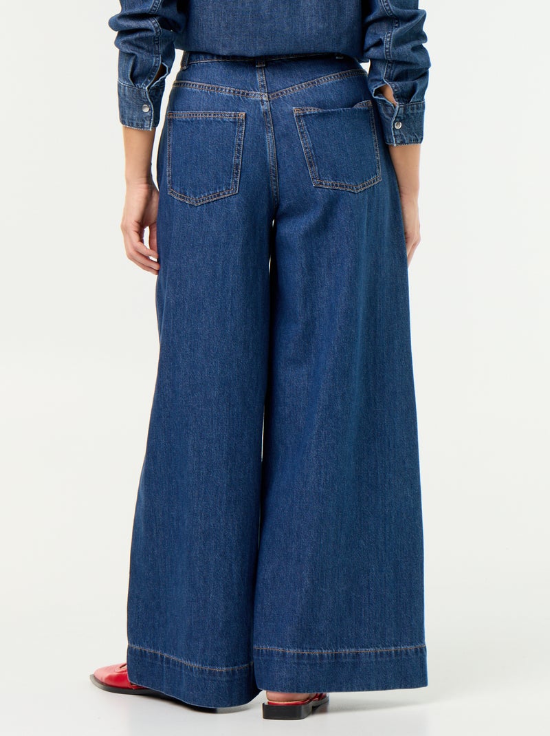 Wide leg-jeans met uitgesneden zakken Blauw - Kiabi