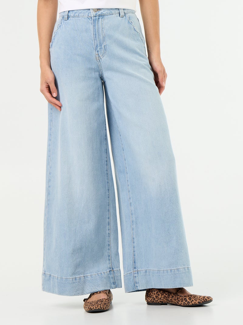 Wide leg-jeans met uitgesneden zakken Blauw - Kiabi