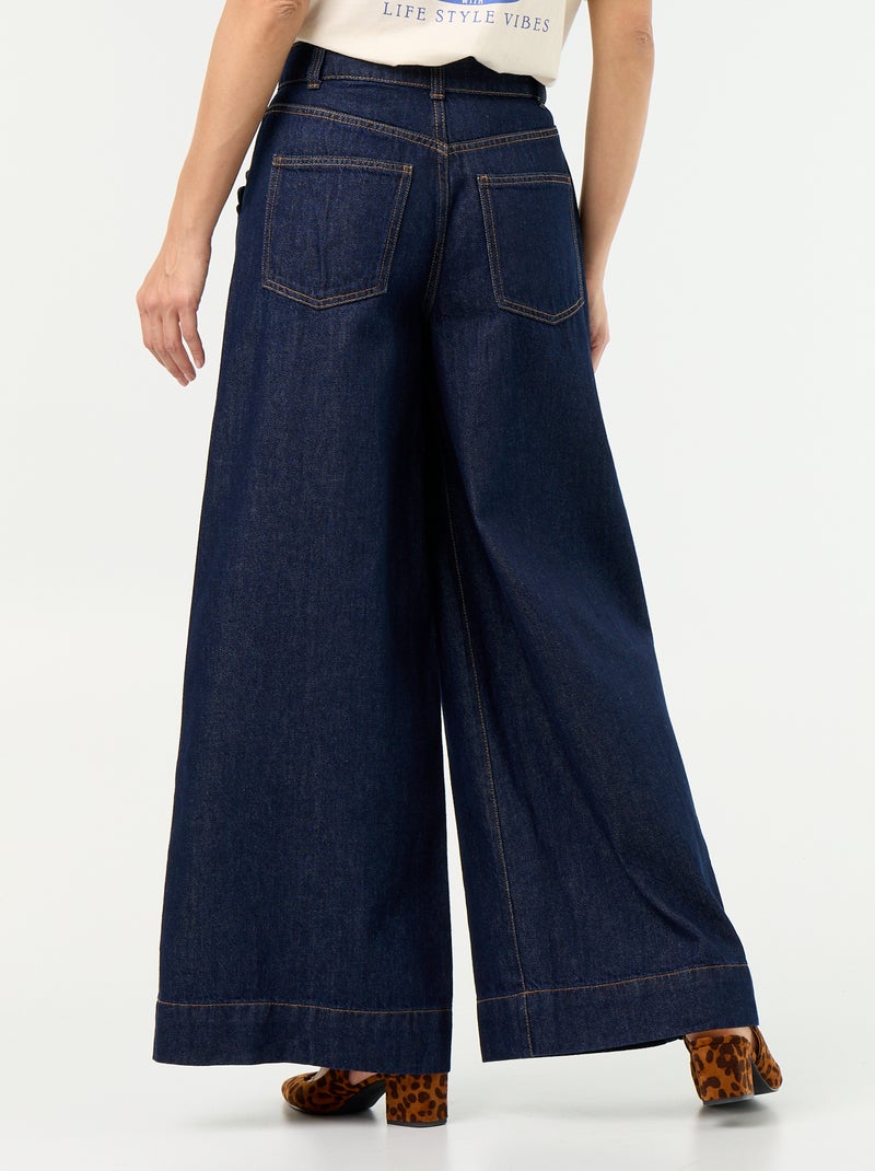 Wide leg-jeans met uitgesneden zakken Blauw - Kiabi