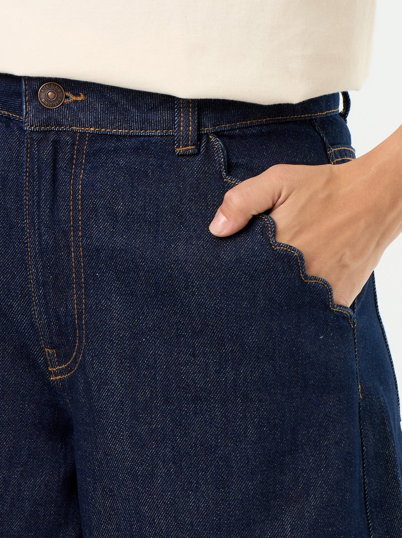 Wide leg-jeans met uitgesneden zakken Blauw - Kiabi
