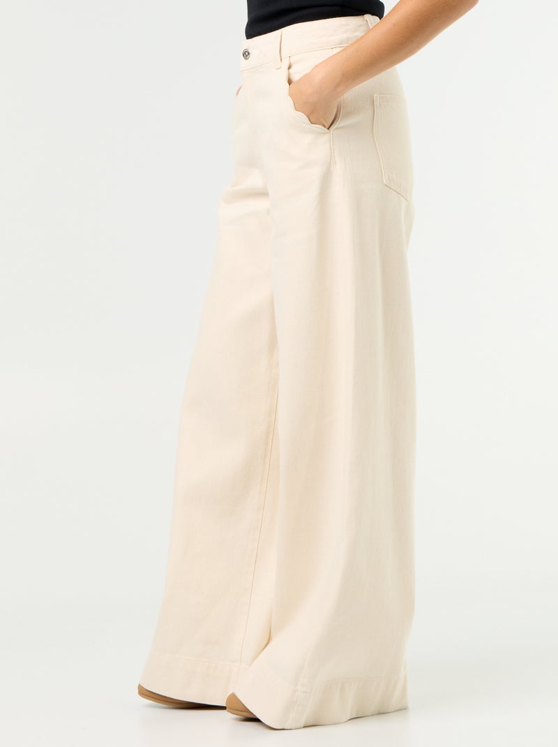 Wide leg-jeans met uitgesneden zakken Wit - Kiabi
