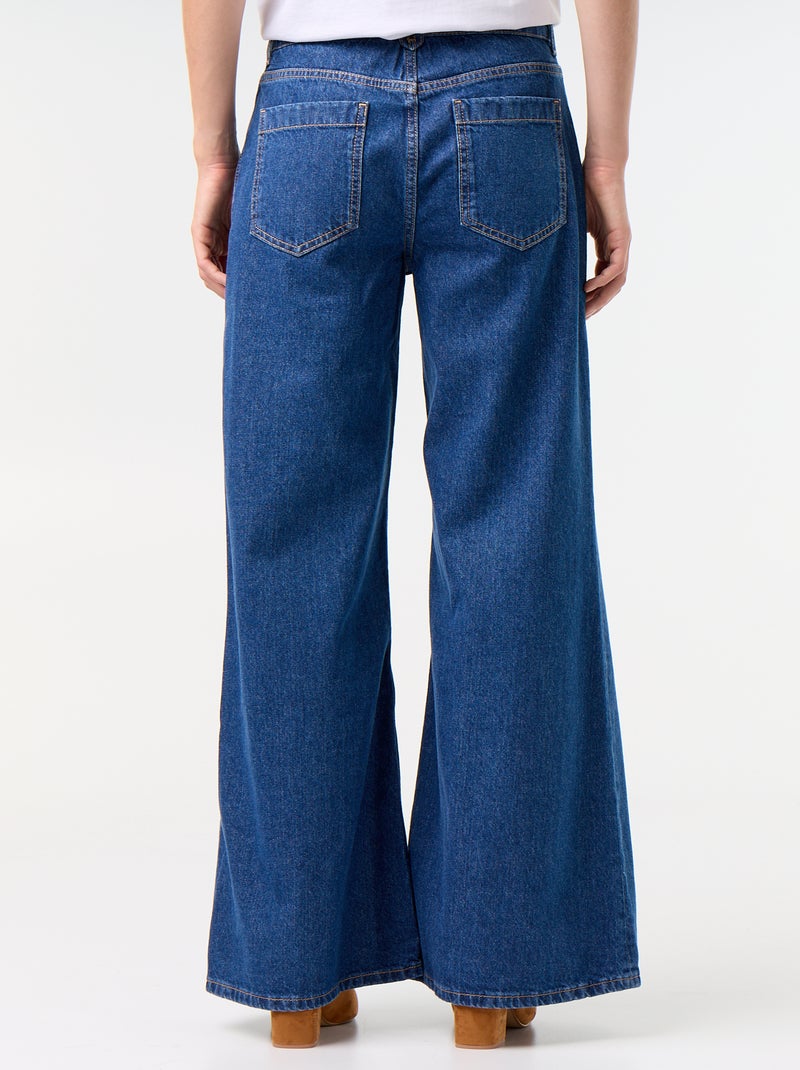 Wide leg jeans / ruimvallend model met opgestikte zakken Blauw - Kiabi