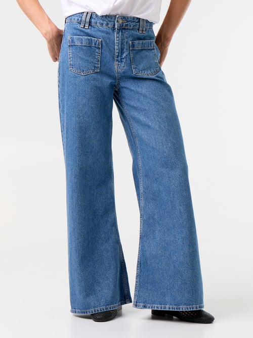 Wide leg jeans / ruimvallend model met opgestikte zakken - Kiabi