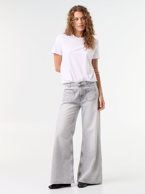 Wide leg jeans / ruimvallend model met opgestikte zakken - Kiabi