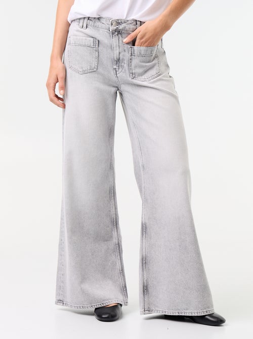 Wide leg jeans / ruimvallend model met opgestikte zakken - Kiabi