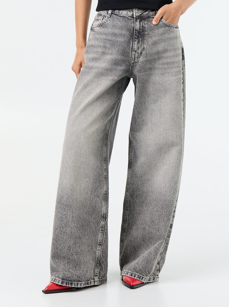 Wide leg jeans / wijde pasvorm Grijs - Kiabi