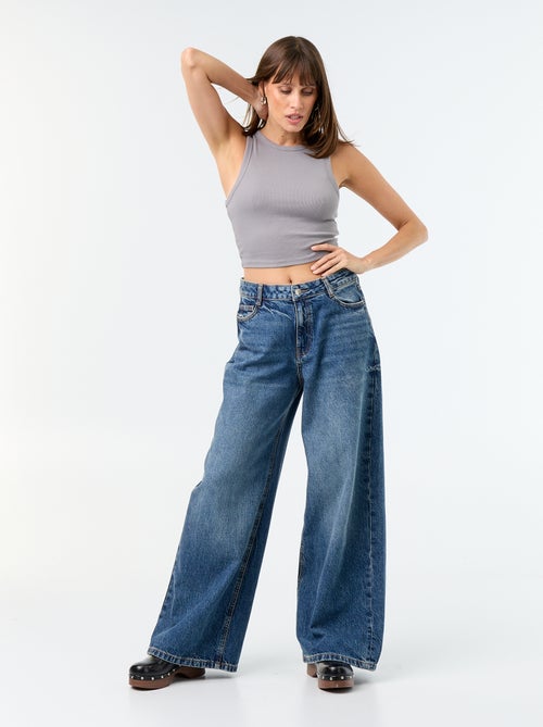 Wide leg jeans / wijde pasvorm met motief - Kiabi