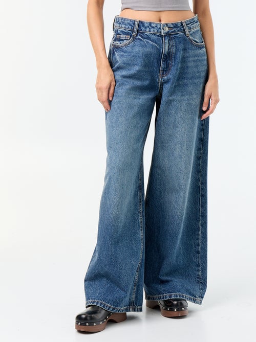 Wide leg jeans / wijde pasvorm met motief - Kiabi