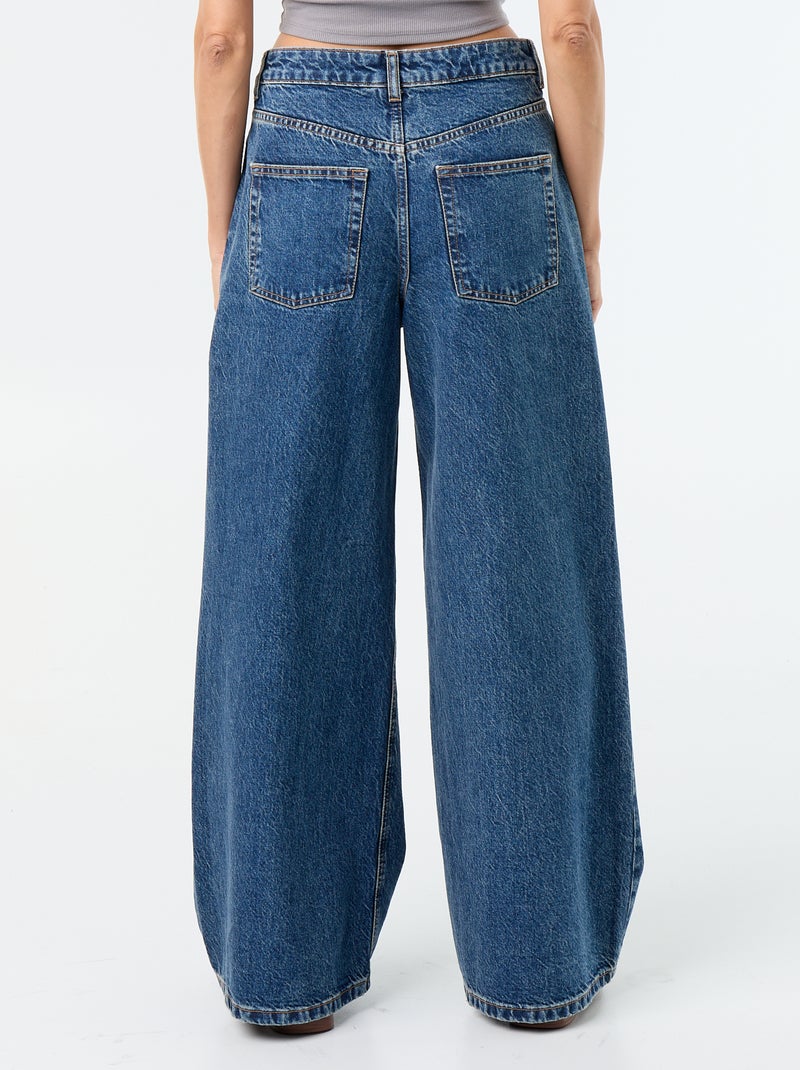 Wide leg jeans / wijde pasvorm met motief Blauw - Kiabi
