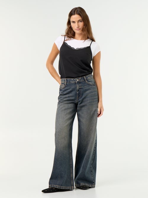 Wide leg jeans / wijde pasvorm met motief - Kiabi Wide leg jeans / wijde pasvorm met motief - Kiabi