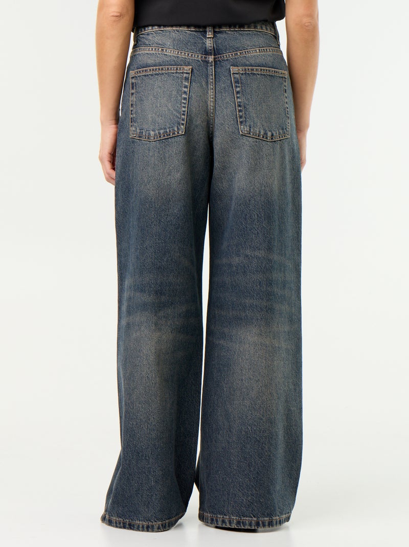 Wide leg jeans / wijde pasvorm met motief Blauw - Kiabi