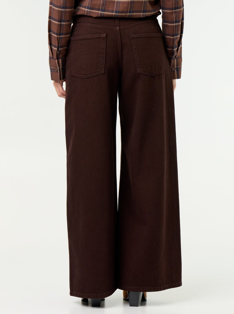 Wide leg jeans / wijde pasvorm met motief Bruin - Kiabi