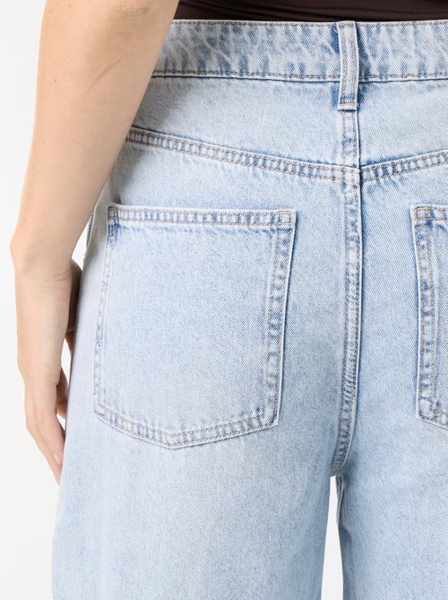 Wide leg jeans / wijde pasvorm met sierdrukknopen aan de zijkanten - Kiabi