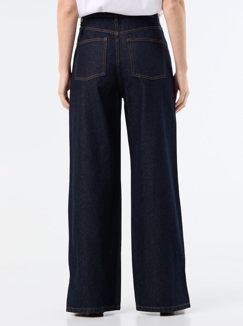 Wide leg jeans / wijde pasvorm met sierdrukknopen aan de zijkanten - Kiabi