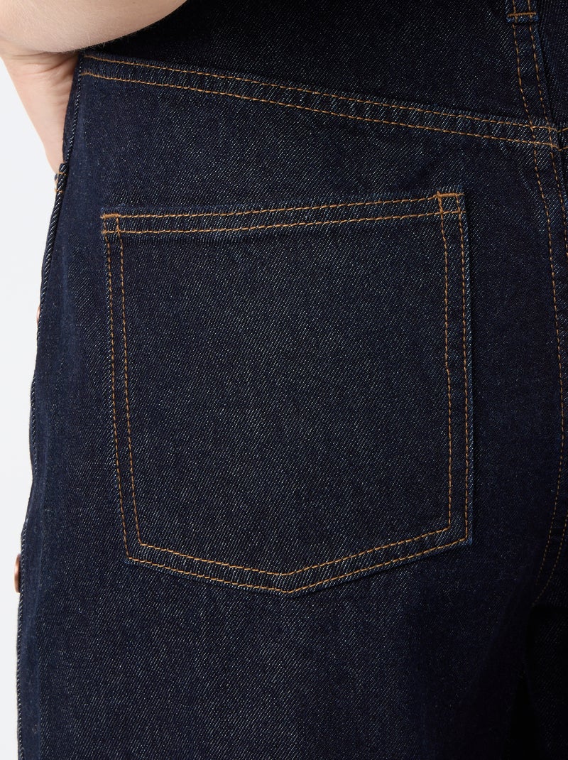 Wide leg jeans / wijde pasvorm met sierdrukknopen aan de zijkanten Blauw - Kiabi