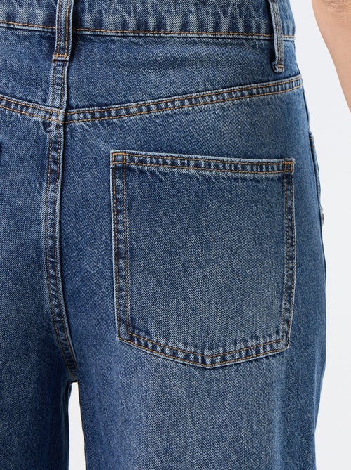 Wide leg jeans / wijde pasvorm met sierdrukknopen aan de zijkanten - Kiabi