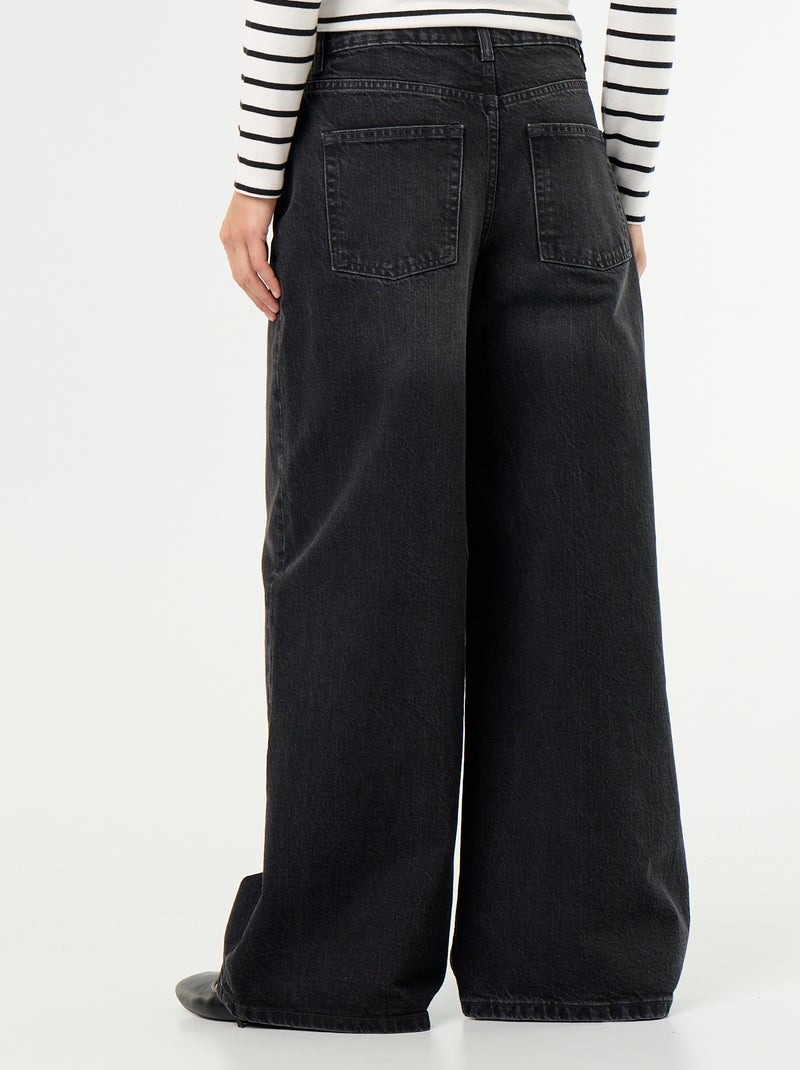 Wide leg jeans / wijde pasvorm Zwart - Kiabi