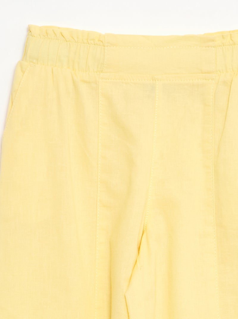 Wide leg katoenen broek Geel - Kiabi