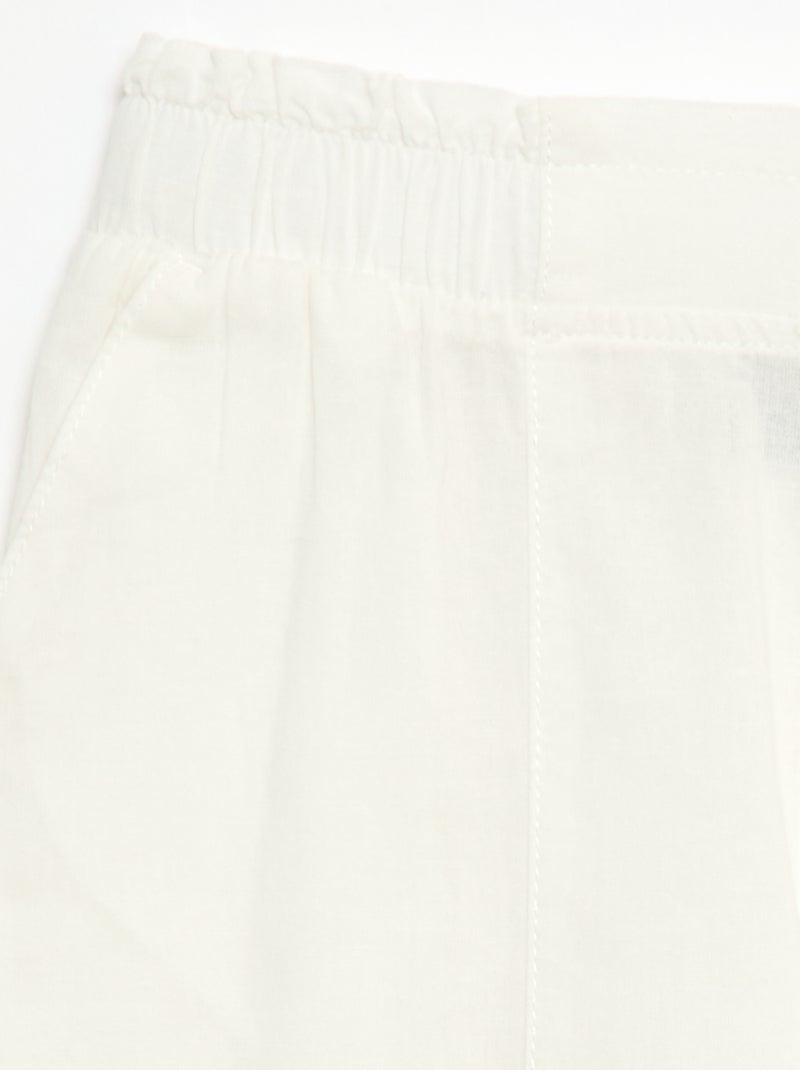 Wide leg katoenen broek Wit - Kiabi
