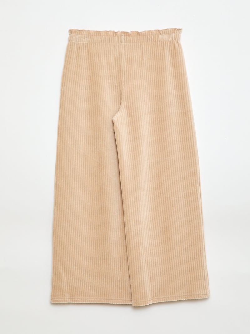 Wide leg legging van ribfluweel Biege - Kiabi