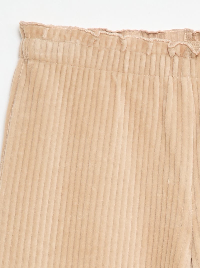 Wide leg legging van ribfluweel Biege - Kiabi