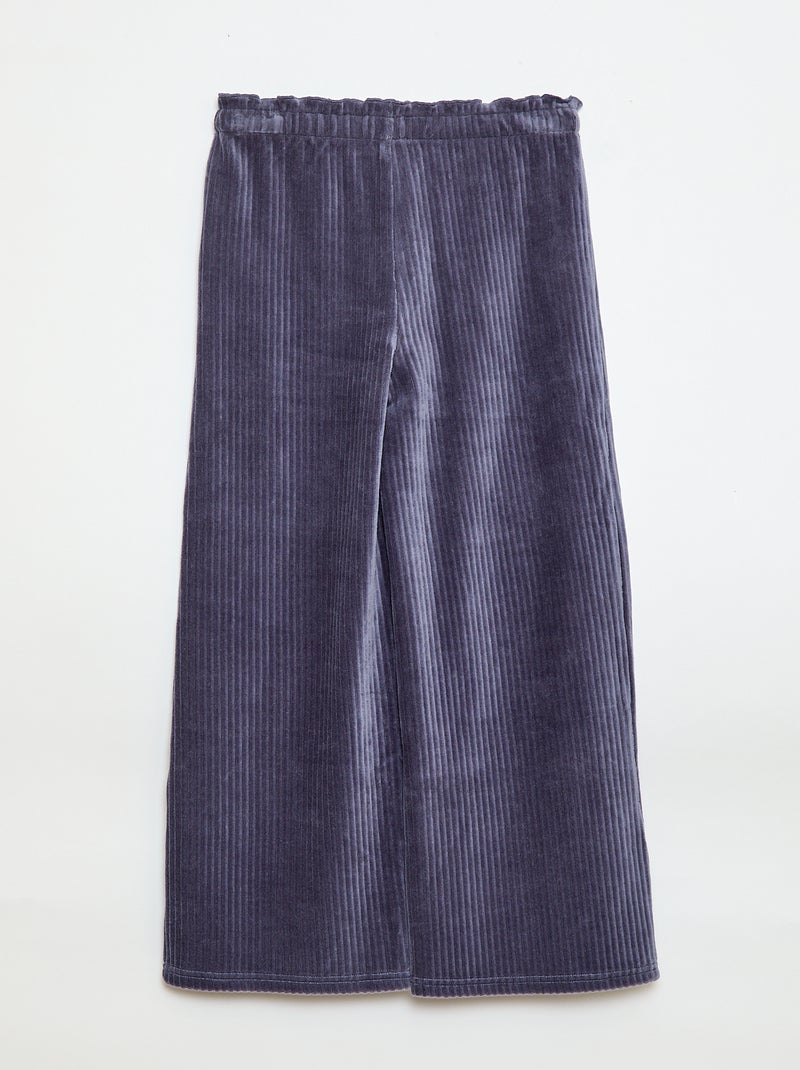 Wide leg legging van ribfluweel Blauw - Kiabi