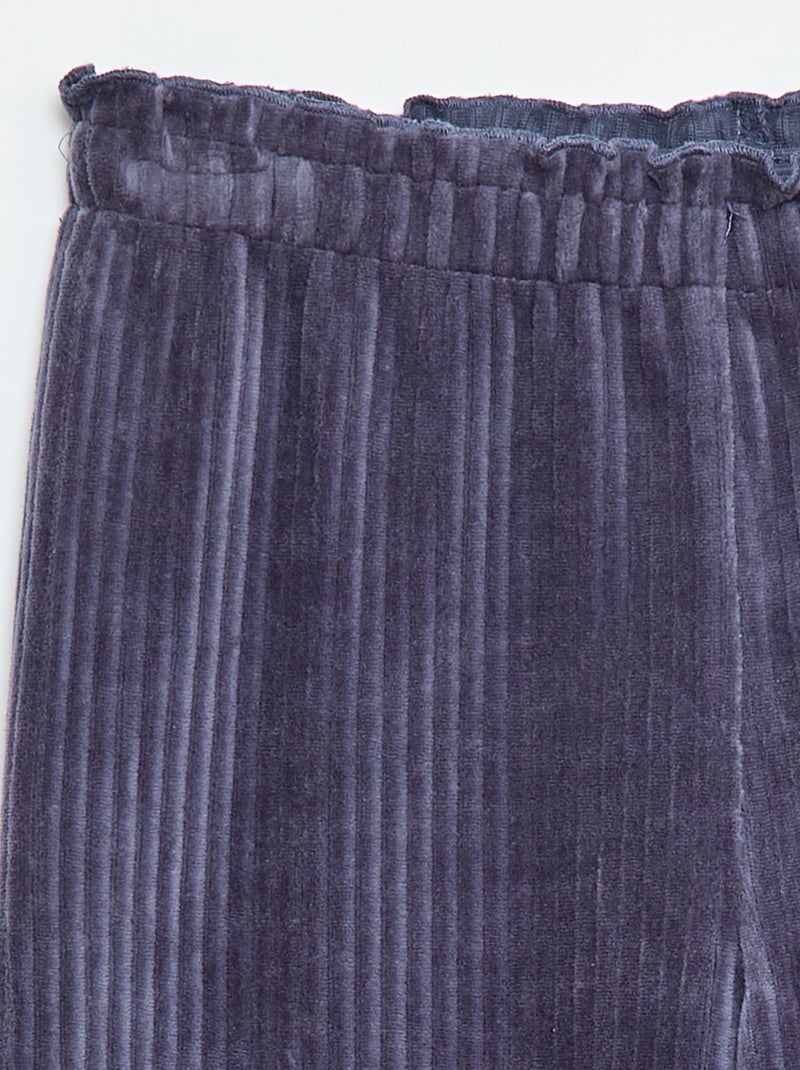 Wide leg legging van ribfluweel Blauw - Kiabi
