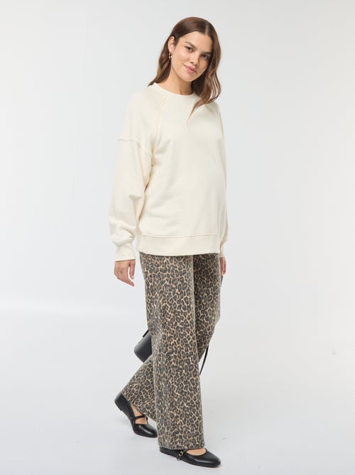 Wide leg zwangerschapsbroek met luipaardprint - Kiabi