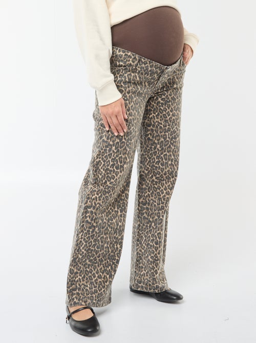 Wide leg zwangerschapsbroek met luipaardprint - Kiabi