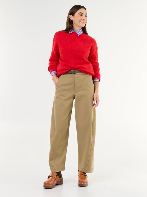 Wijd barrel-model pantalon met imitatielederen riem - Kiabi