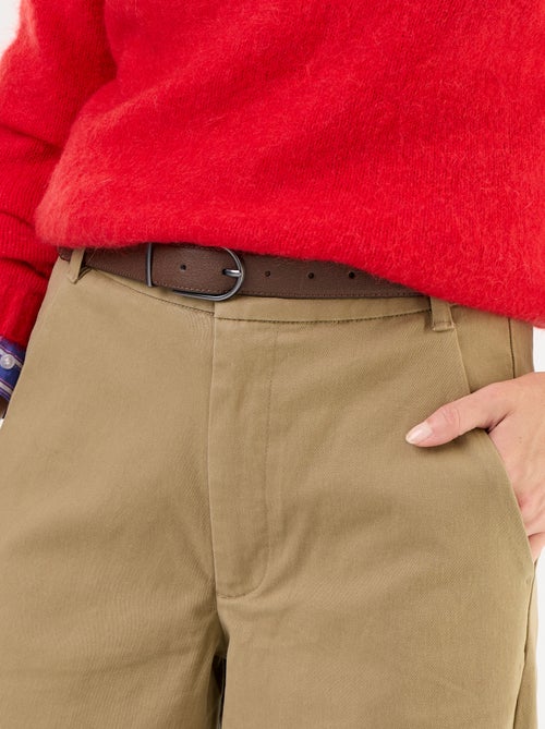 Wijd barrel-model pantalon met imitatielederen riem - Kiabi