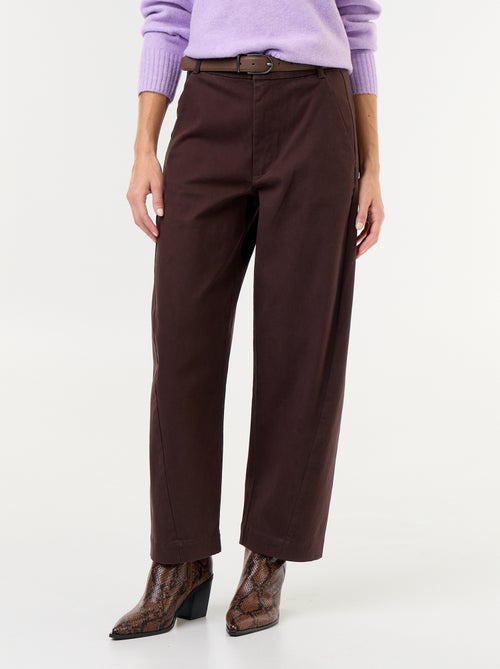 Wijd barrel-model pantalon met imitatielederen riem - Kiabi