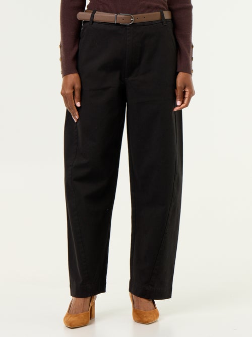 Wijd barrel-model pantalon met imitatielederen riem - Kiabi