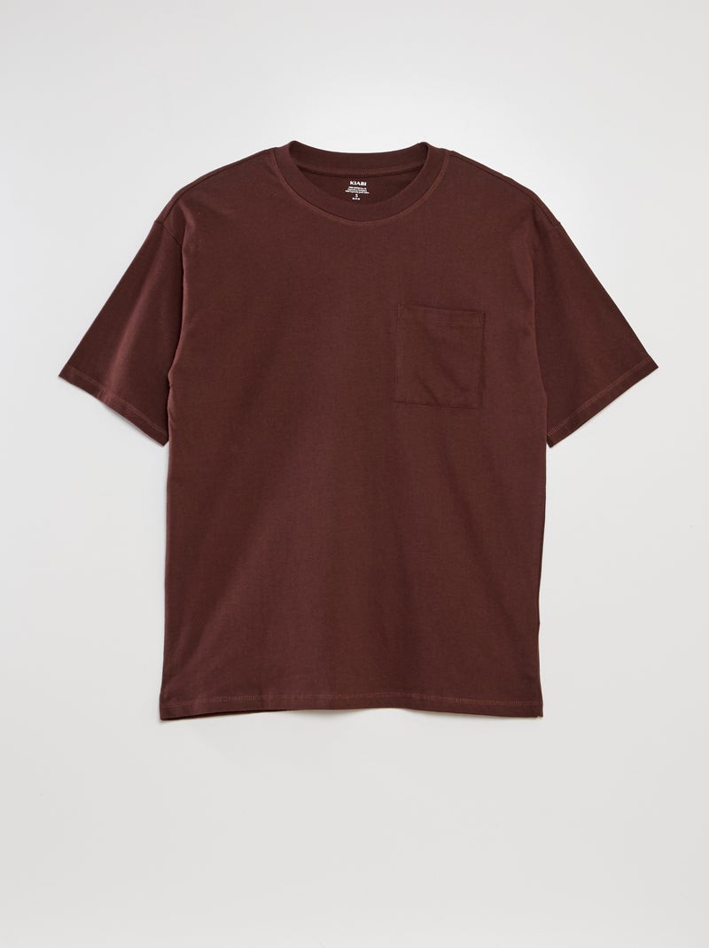 Wijd, effen T-shirt BRUIN - Kiabi
