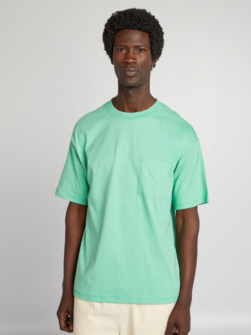 Wijd, effen T-shirt mintgroen - Kiabi