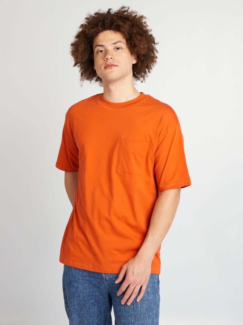 Wijd, effen T-shirt oranje - Kiabi