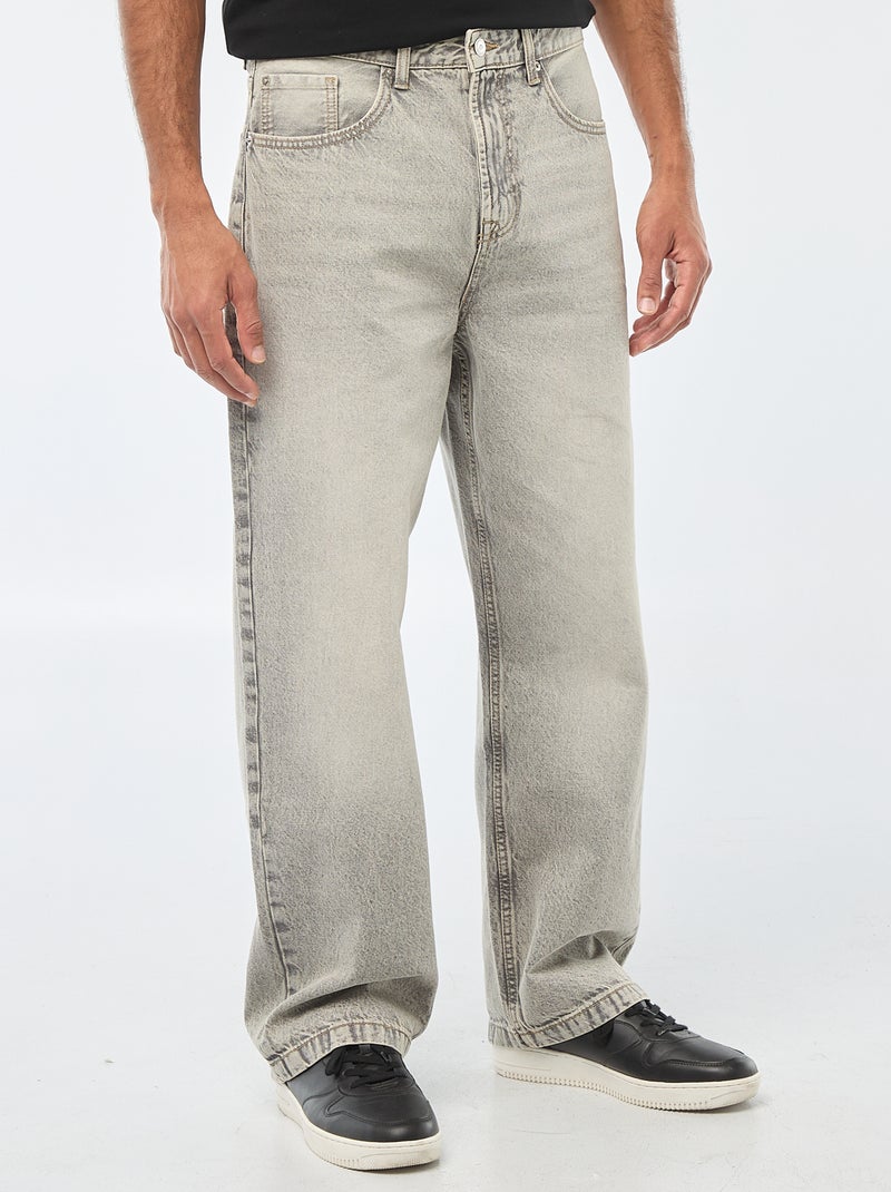 Wijd model / relaxed fit jeans met 5 zakken Grijs - Kiabi