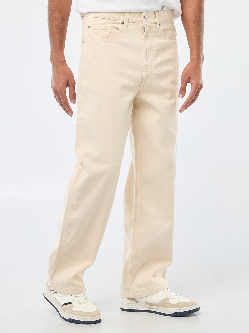 Wijd model / relaxed fit jeans met 5 zakken Wit - Kiabi